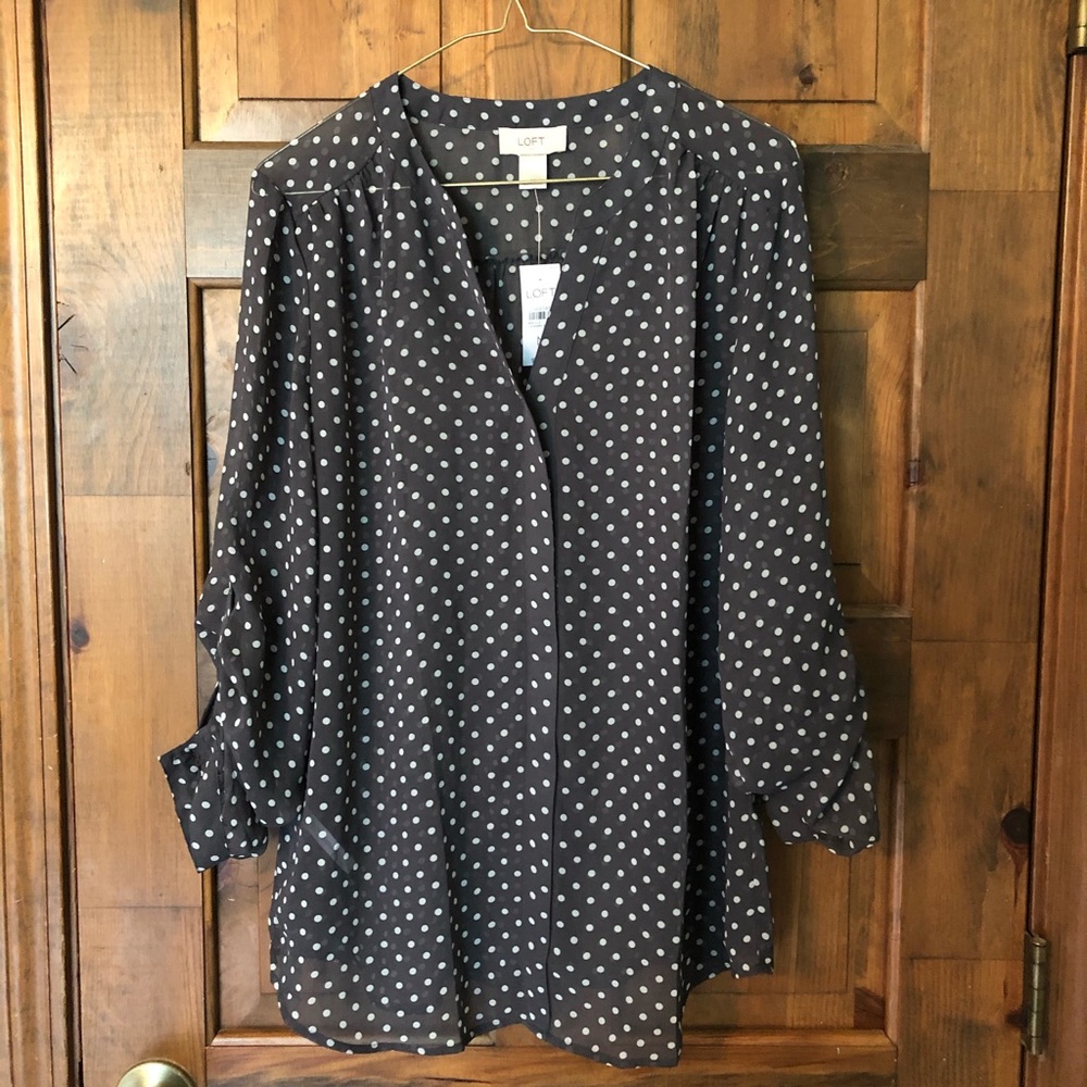 Loft Polka Dot Long Sleeved Blouse